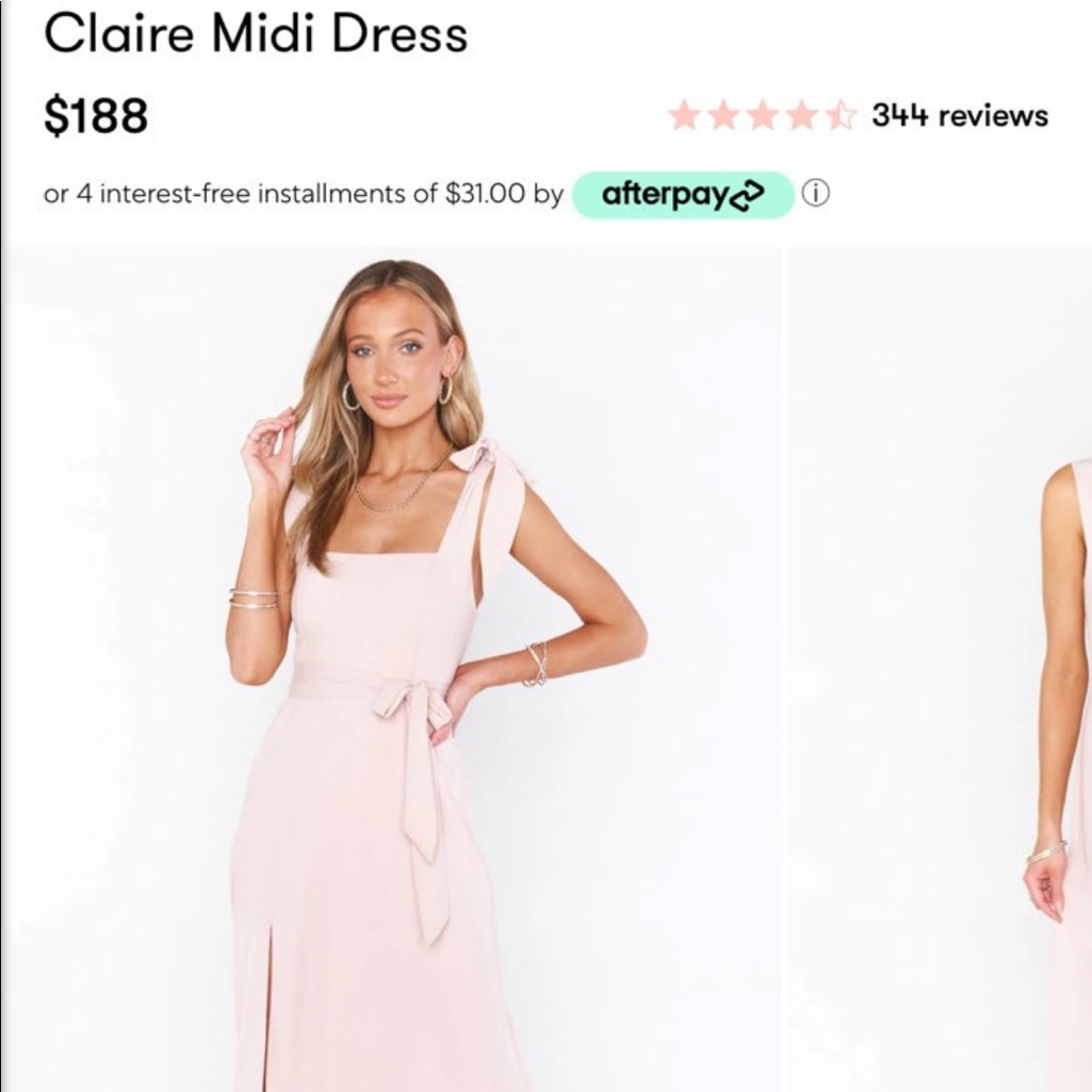 Claire Midi Dress In Dusty Blush Crisp. Size L